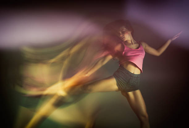 Modern hip hop dancer woman in motion blur