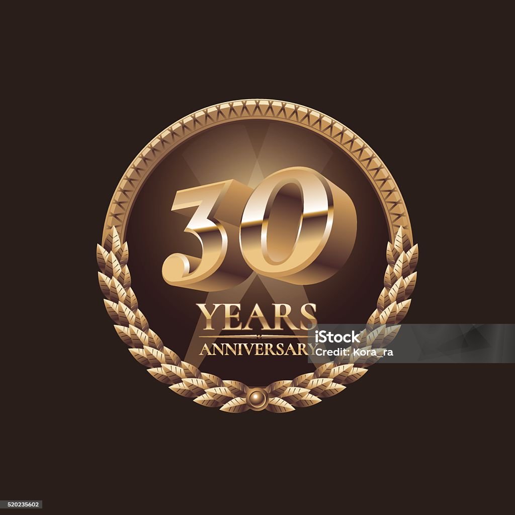 Thirty years anniversary vector icon. 30th celebration design 30 years anniversary vector icon. 30th celebration design. Golden jubilee symbol 30-34 Years stock vector