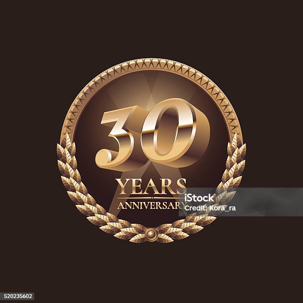 Thirty Years Anniversary Vector Icon 30th Celebration Design Stock Illustration - Download Image Now