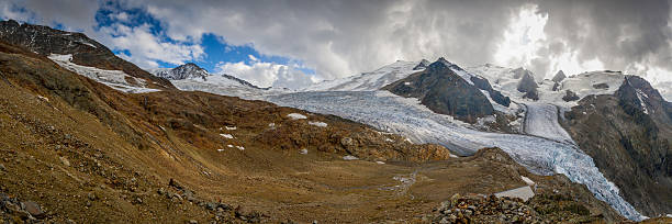 3:1 Pano of Trift Glacier stock photo