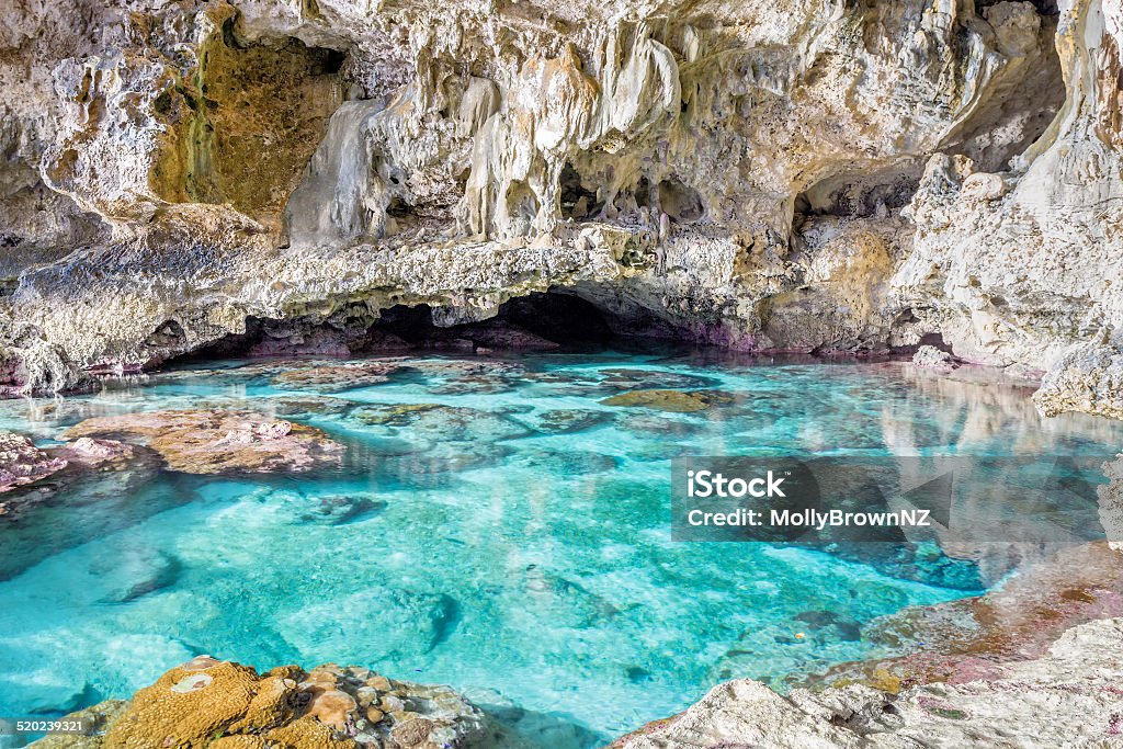 Limestone cave and coral pool Avaiki Cave, Niue Niue Island Stock Photo