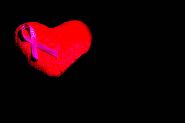 istock Breast cancer over red heart 520240485