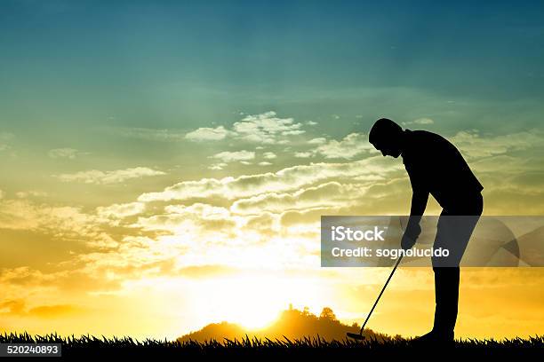 Golfer Silhouette At Sunset Stock Illustration - Download Image Now - Golf, Leaving, In Silhouette