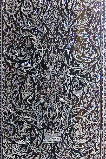 istock Thai Buddhist temple door decoration 520243213