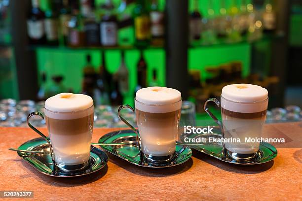 Three Latte Cups Stock Photo - Download Image Now - Hot Chocolate, Italy, Italian Culture