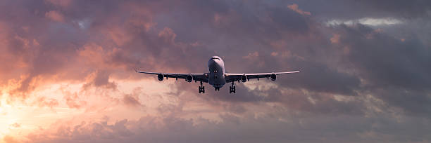 istock Wide-body jet airliner and sunset 520245051