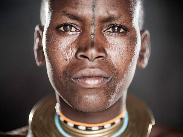 African Tribal Portrait http://i152.photobucket.com/albums/s173/ranplett/africa.jpg bead photos stock pictures, royalty-free photos & images