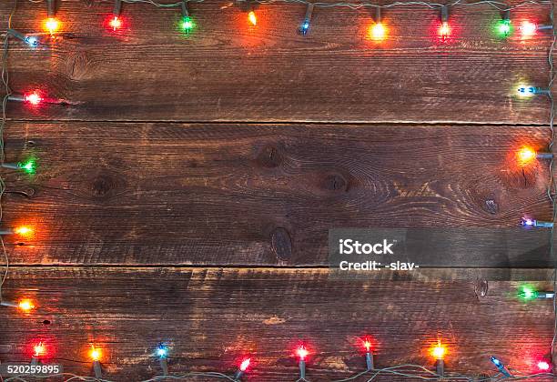 Christmas Lights Frame Stock Photo - Download Image Now - Christmas, Rural Scene, Border - Frame