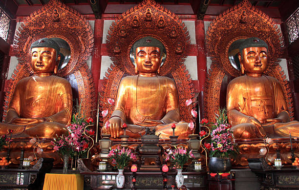 buddha auf den temple of the six banyan trees, china - venerable stock-fotos und bilder