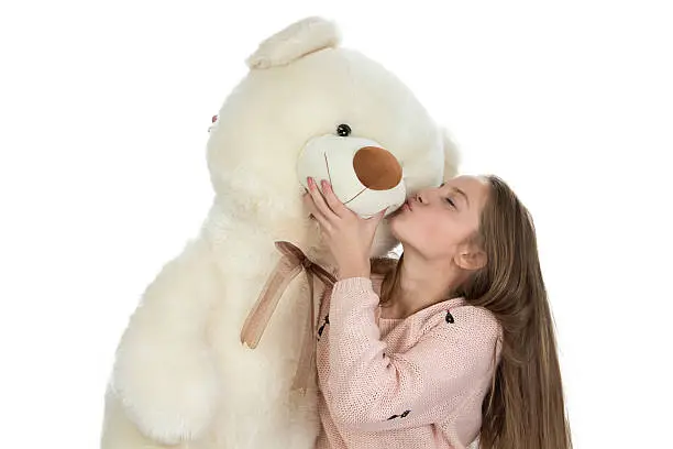 Photo of Image of happy teenage girl with teddy bear
