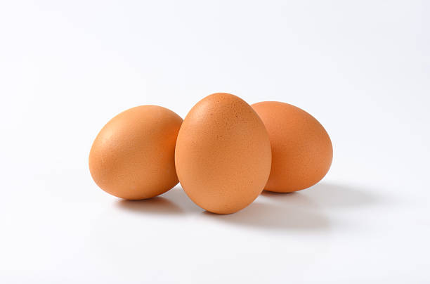 Fresh brown eggs stock photo