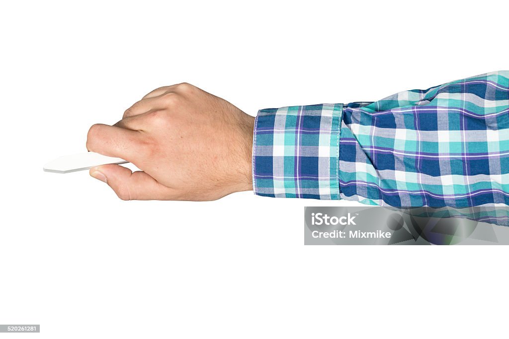 Mans hand holding chalk - with clipping path Mans hand holding chalk - isolated on white with CLIPPING PATH Adult Stock Photo