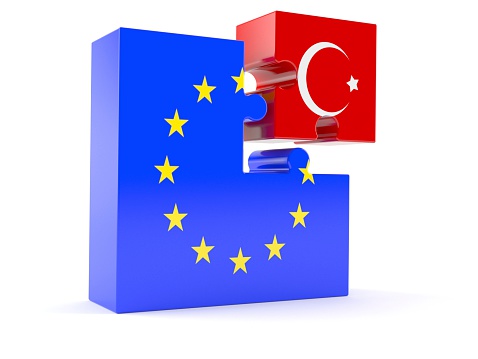 European union with Turkey isolated on white background
