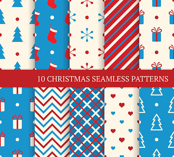 クリスマスのシームレスなパターンのセット。 - wrapping paper striped paper christmas点のイラスト素材／クリップアート素材／マンガ素材／アイコン素材