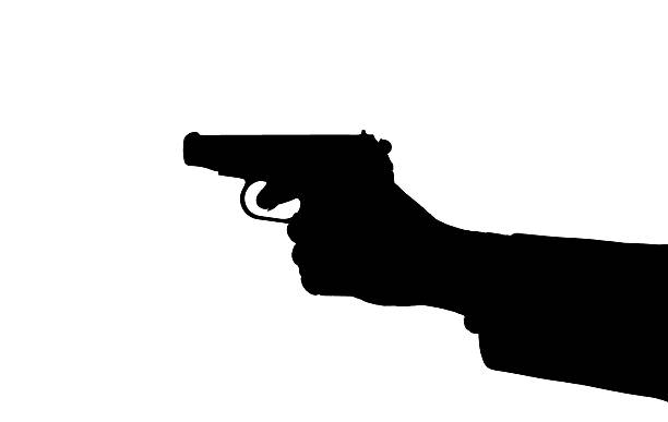 istock man's hand contour holding a pistol Makarov 520263777