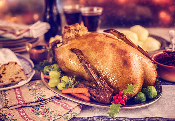 istock Traditional German holiday Goose Dinner with Dumplings and Red Cabbage 520265807