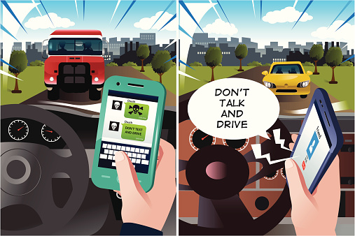 Concept of danger of texting and driving