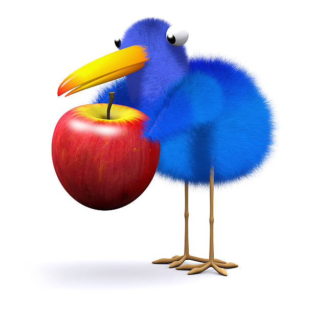 istock 3d Bluebird finds an apple 520278181