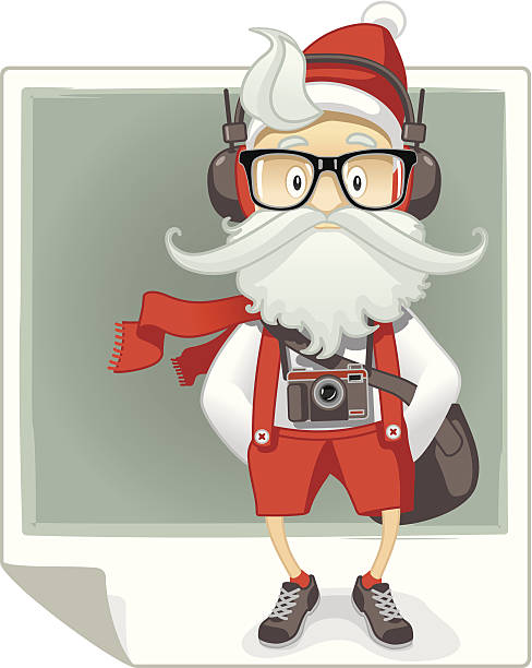 ilustrações de stock, clip art, desenhos animados e ícones de santa claus hipster estilo mulher - photographer enjoyment elegance old fashioned