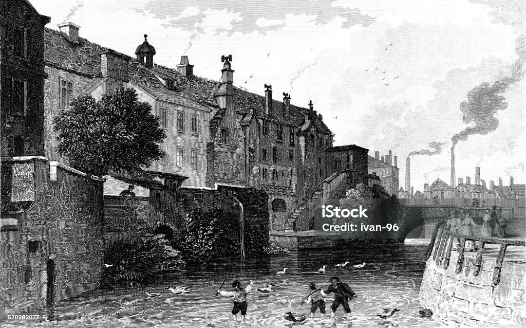 chetham`s hospital, manchester Manchester - England stock illustration