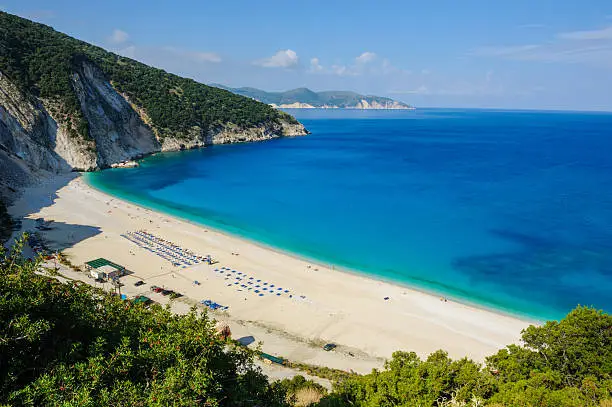 Myrtos Beach on Kefalonia in Ionian Sea, located on the west side of the island