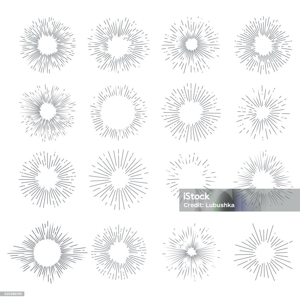 Designers collection of sunburst Designers collection of vector sunburst. Set for vintage design project. Style elements graphic template Waiting In Line stock vector