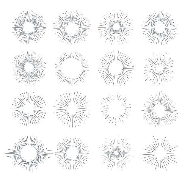 Designers collection of sunburst Designers collection of vector sunburst. Set for vintage design project. Style elements graphic template sunbeam lines stock illustrations