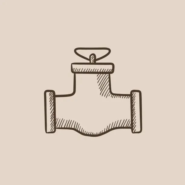 Vector illustration of Gas pipe valve sketch icon