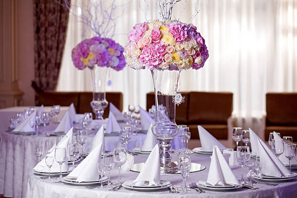 istock Beautiful flowers on table in wedding day. Luxury holiday background. 520292200