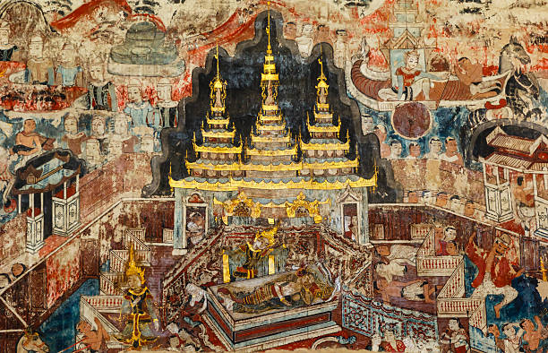 istock Over 300 year old mural paintings in Thailand. 520292667