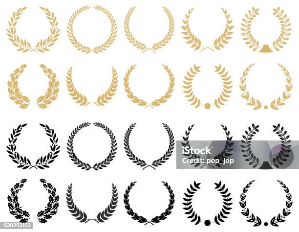 Laurel Wreaths Set Illustration Stock Illustration - Download Image Now - Laurel Wreath, Award, Bay Tree