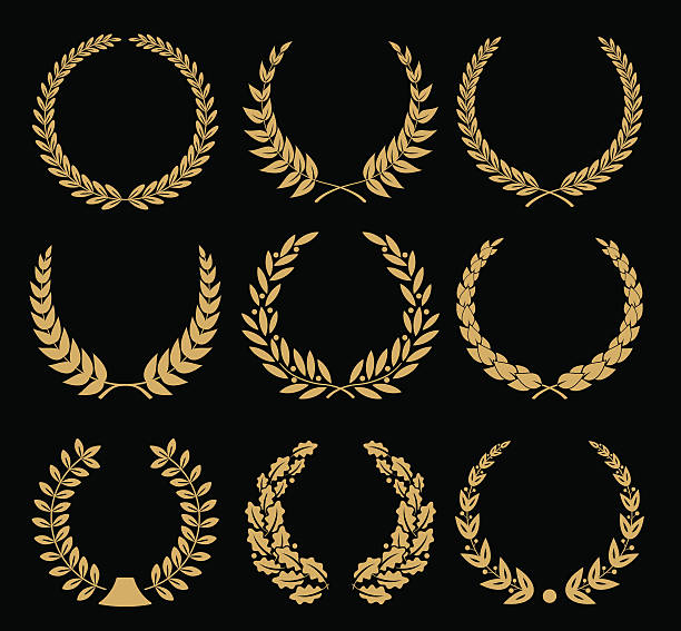 laurel wreaths-ilustracja - classical greek illustrations stock illustrations