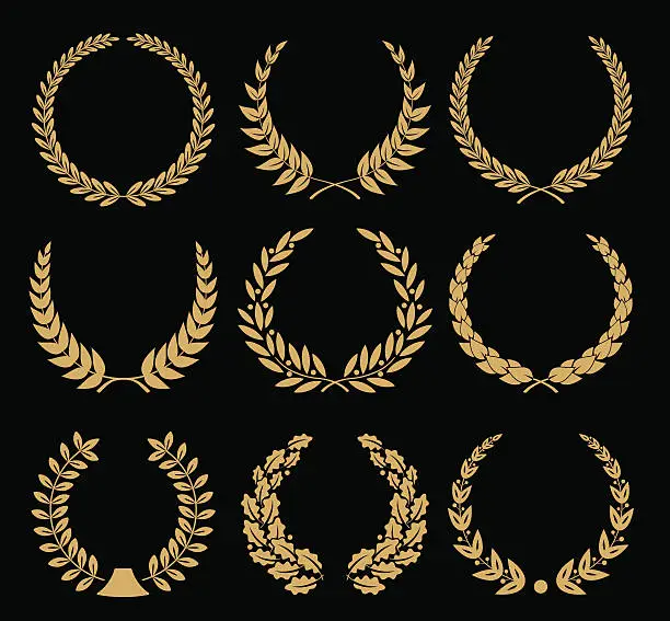 Vector illustration of Laurel Wreaths Set - illustration