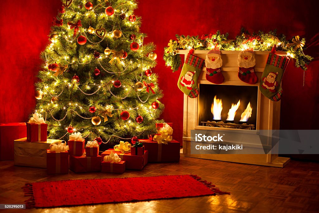 Árbol de navidad - Foto de stock de Cuarto de estar libre de derechos