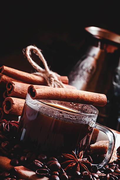 istock Espresso, coffee maker, spilled coffee beans, spices, sugar 520296382