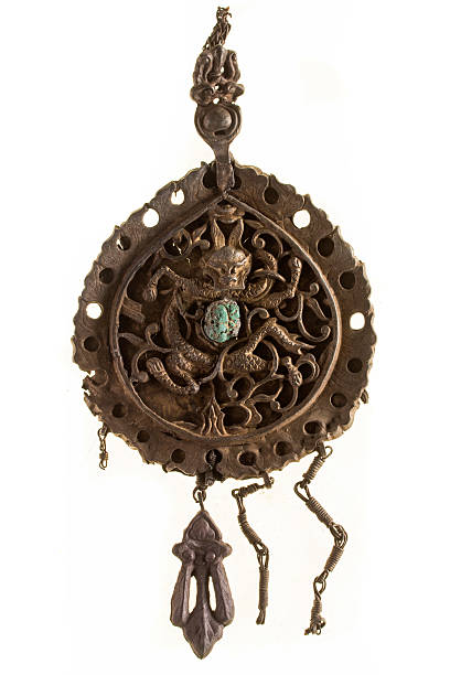 istock Antique medallion silver dragon China XVII 520299565