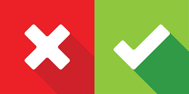 잘못된다면 및 오른쪽 확인표시 - 부정적인 감정 표현 stock illustrations