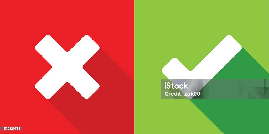 Wrong and right check mark Wrong and right check mark flat design. Global Coluor used. Check Mark stock vector