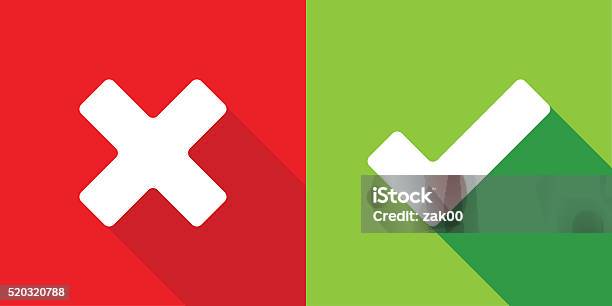 Wrong And Right Check Mark Stock Illustration - Download Image Now - Check Mark, Yes - Single Word, Cross Shape