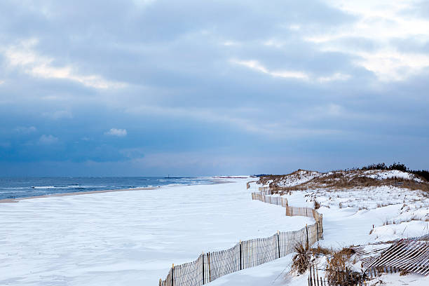Winter Shore South Hampton beach in the winter. Long Island, New York. the hamptons photos stock pictures, royalty-free photos & images