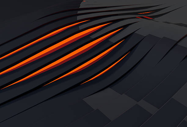 istock Abstract wavy black background with red light shining through st 520321226
