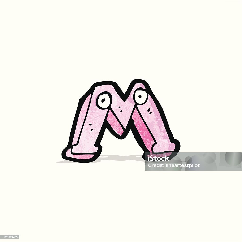 cartoon letter m with eyes Alphabet stock vector