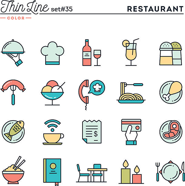 ilustraciones, imágenes clip art, dibujos animados e iconos de stock de restaurante, pedir por teléfono, comida, la recepción y mucho más - waiter food restaurant delivering