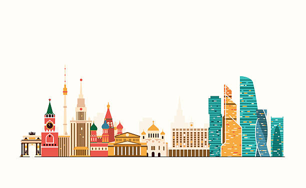 Moscow abstract skyline Vector graphics, flat city illustration, eps 10 moscow stock illustrations