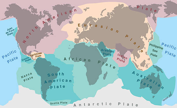 지질 구조상의 플레이트 - continents globe continent tectonic stock illustrations