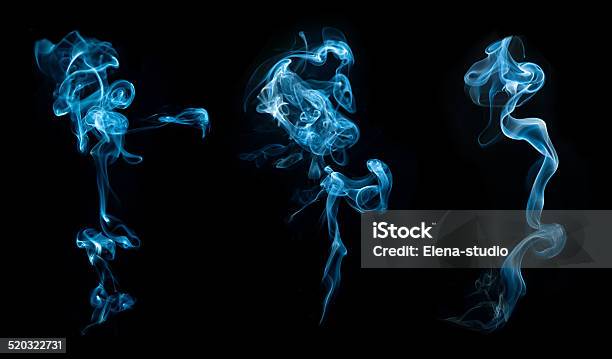 Abstract Smoke Collection On Black Background Stock Photo - Download Image Now - Black Background, Blue, Smoke - Physical Structure