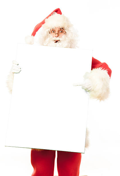 istock Santa Claus with blank white board 520322977