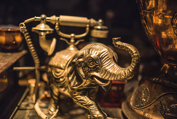 istock Old brass elephant telephone 520323862