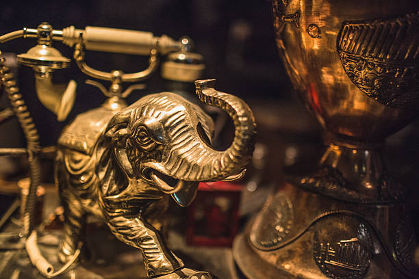 istock Old brass elephant telephone 520323926