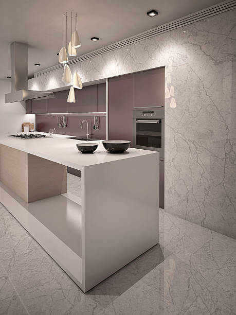 istock White and Violet Colors Contemporary Kitchen Camera 4 Evening 520324098